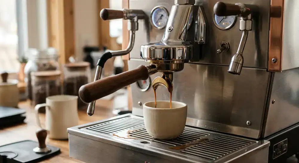 Detail moderního espresso kávovaru